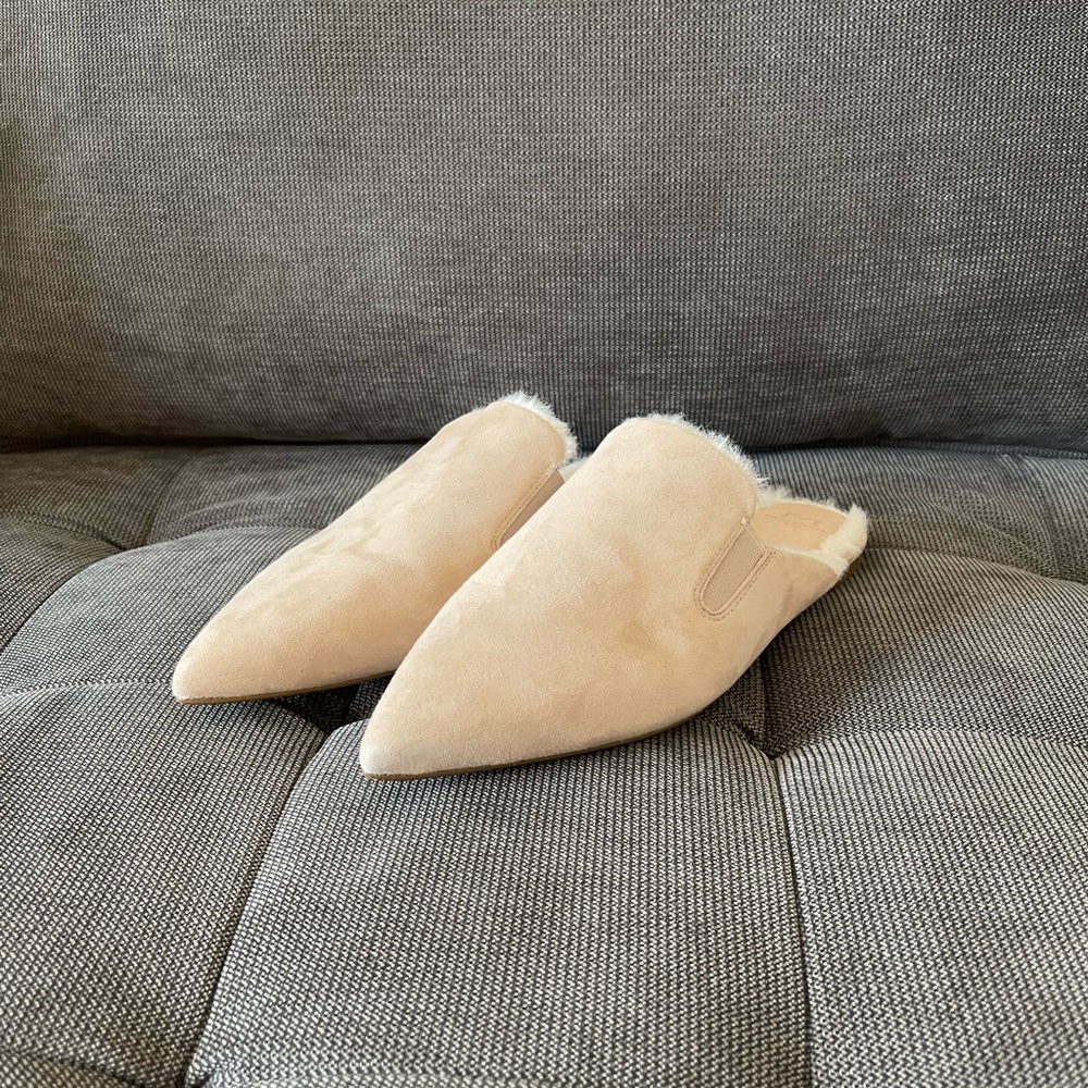 Marc Fisher Cream Suede Pointed Mule Flats